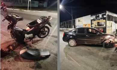 Acidente entre carro e motoneta deixa uma pessoa ferida em Dores