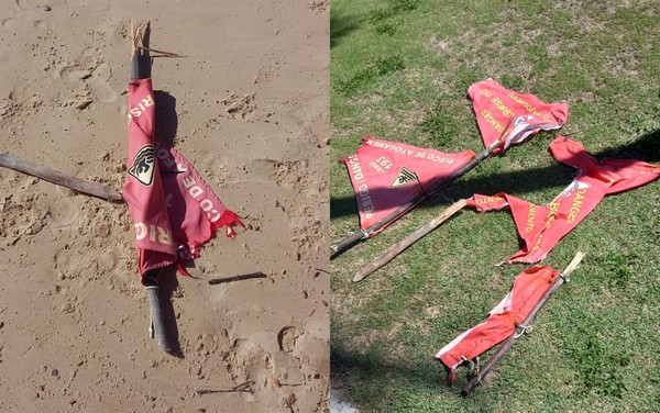 Bandeiras de risco de banho no mar em Aracaju são vandalizadas, afirma Corpo de Bombeiros