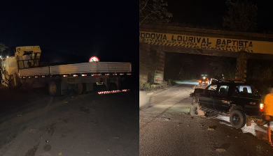 Caminhonete e caminhão batem de frente na Rodovia SE-270 em Itaporanga